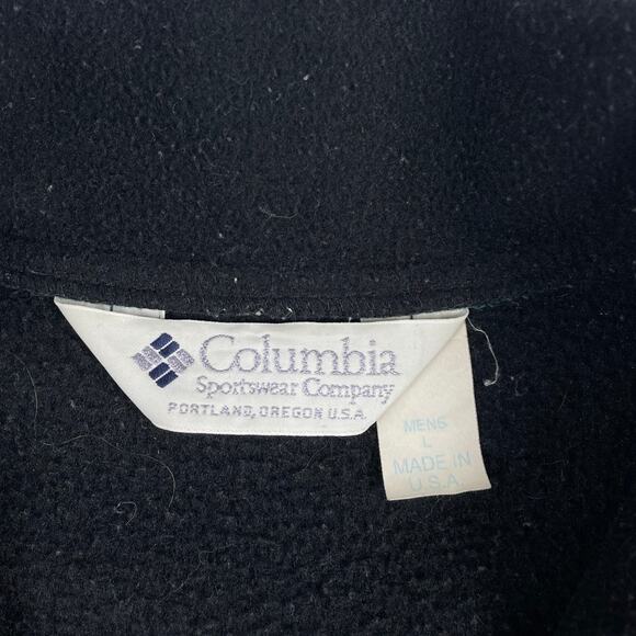 Vintage Black & Teal Blue Columbia Quarter Button Fleece Size Large Made in USA - Picture 6 of 8